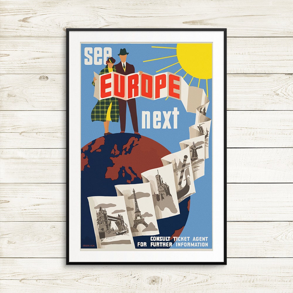 Europe travel posters vintage european art vintage europe Etsy