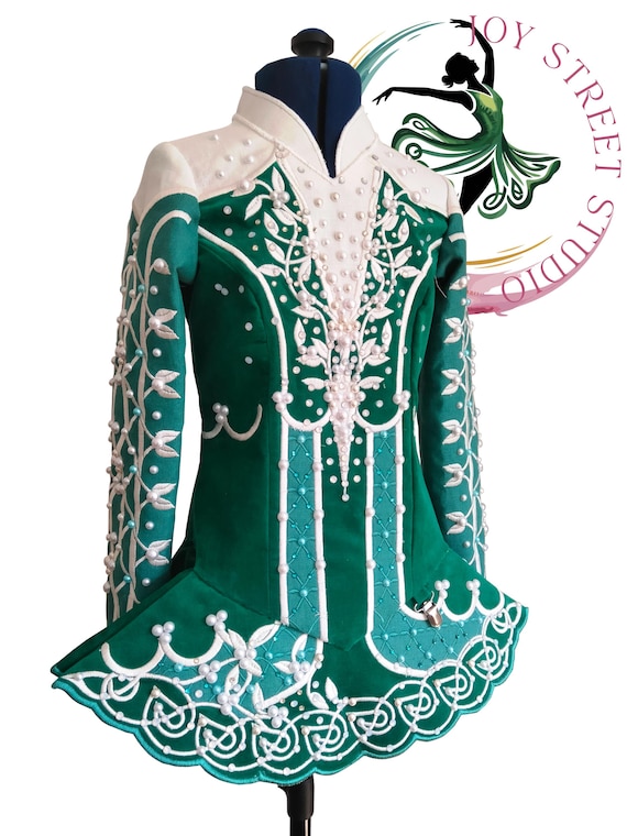 green emerald velvet dress HIRE: Green Velour Irish Dance Dresses – Blackfeather Dancewear