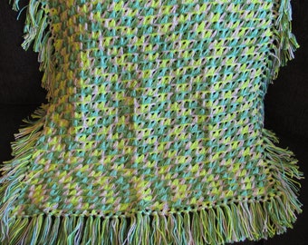Crochet Baby Blanket ~ Green and Purple variegated