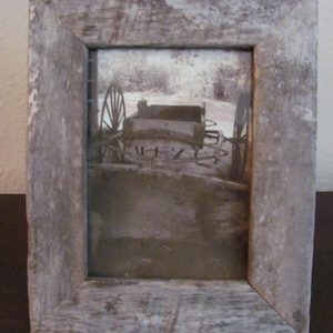5x7 Sepia Photo in Rustic Wood Frame ~ Wagon