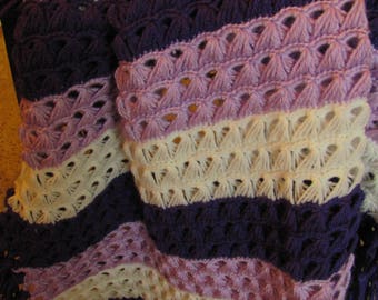 Crochet Baby Blanket ~ Purple, Lilac & White