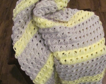 Crochet Baby Blanket ~ Gray and Yellow