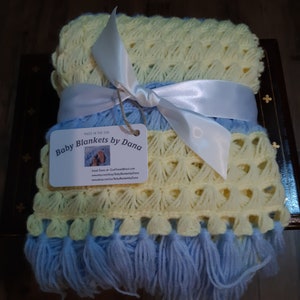 Crochet Baby Blanket ~  Blue and Yellow