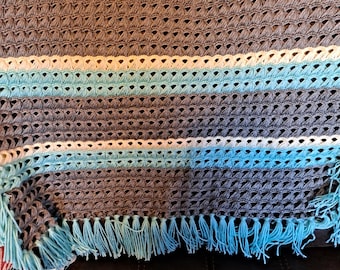 Crochet Baby Blanket - Gray and Blue