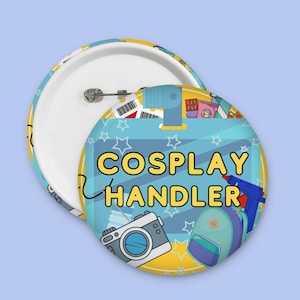 Spille di sicurezza per cosplayer e fursuit handler / Cosplay, spille/distintivi per fursuit / Spille da 58 mm, 32 mm, 25 mm / Spille per convention / Distintivi