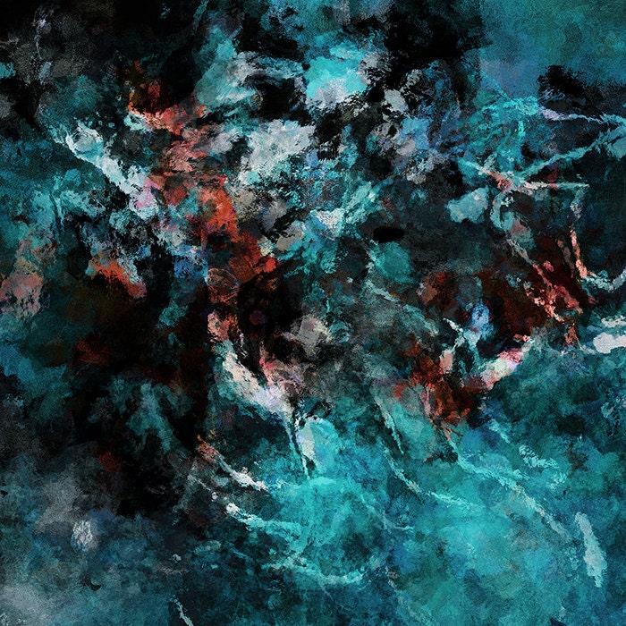 Teal Abstract Print Teal Wall Art Teal Abstract Art Print Etsy