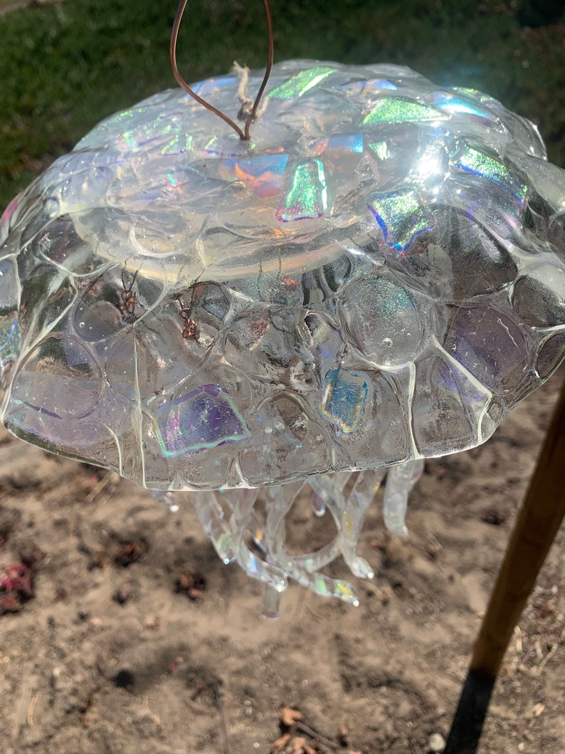 JELLYFISH WINDCHIME GLASS fused glass jelly fish wind chime Etsy