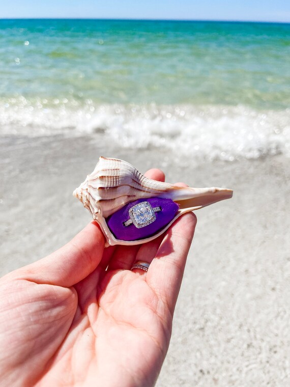 Seashell Engagement Ring Box Proposal Ring Box Beach Etsy