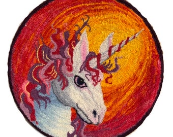 Unicorn, Rug Hooking Pattern on Linen