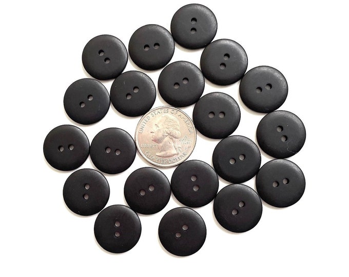 3/4" Black Hand Dyed Buttons, Qty 12, by Just Another Button Company