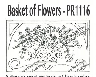 Baskets of Flowers, Rug Hooking Pattern on Linen