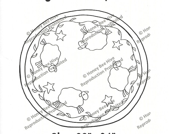 Counting Round Sheep, Rug Hooking Pattern on Linen