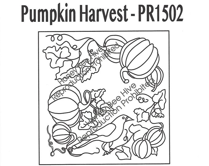 Pumpkin Harvest, Rug Hooking Pattern on Linen