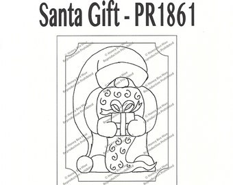 Santa Gift, Rug Hooking Pattern on Linen
