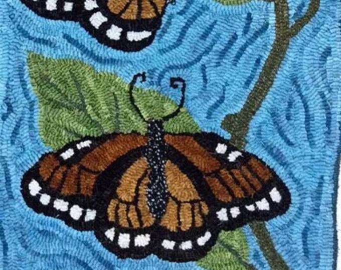 Monarchs and Milkweed Rug Hooking Pattern by Going Gray