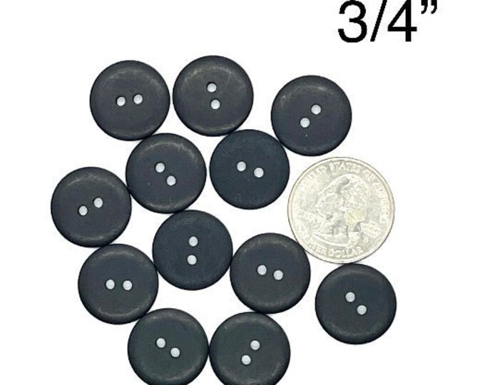 3/4" Black Hand Dyed Buttons, Qty 12, by Just Another Button Company