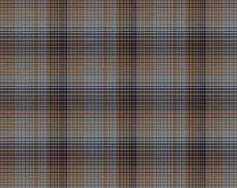 Yarn Dyed Cotton Fabric, Blue Brown Back Porch Plaid, #3385Y-73, Sold in 1/2 yd Increments