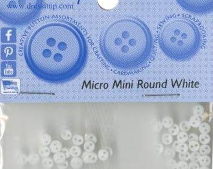 Micro Mini Round White Buttons by Dress It Up