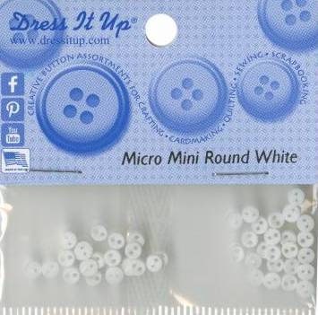 Micro Mini Round White Buttons by Dress It Up