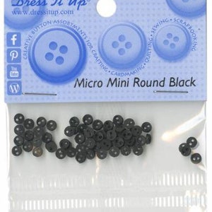 Micro Mini Round Black Buttons, 4mm