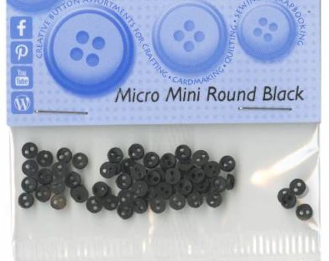 Micro Mini Round Black Buttons, 4mm