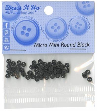 Micro Mini Round Black Buttons, 4mm