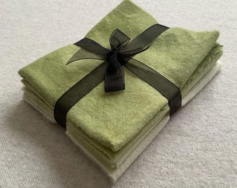 Shades of Celadon, Hand Dyed Felted Wool Fabric for Rug Hooking, Wool Appliqué, Sewing and Crafts, 1/2 yd total.