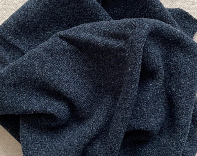 Blue Ink Diamond, Felted Wool Fabric for Rug Hooking, Wool Appliqué, Sewing and Crafts