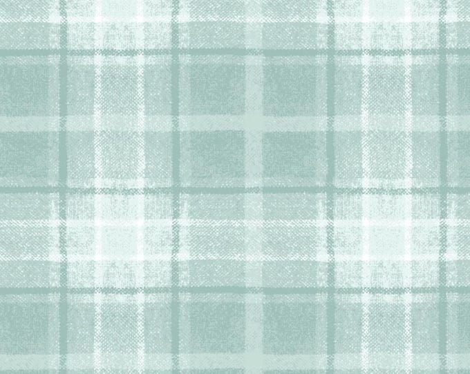 COTTON Big Plaid Aqua Flannel, 100% COTTON, MASF10896-Q, Sold by the half-yard.