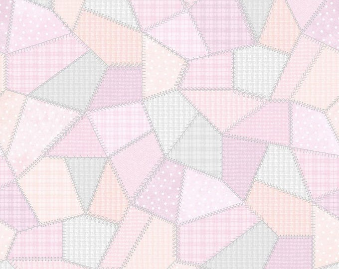 COTTON Patchwork Quilt White/Pink, F11310-WP, 100% COTTON, Sold by the Half-Yard.