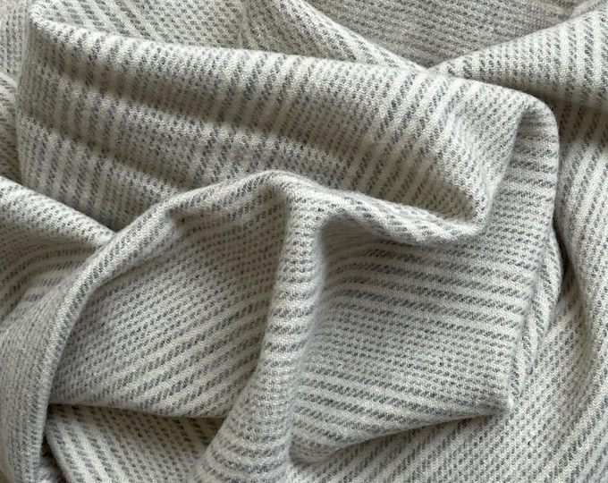 Gray and Natural Stripe, Felted Wool Fabric for Rug Hooking, Wool Applique and Crafts