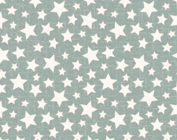 COTTON Aqua Stars Flannel, 100% COTTON, MASF11165-Q, Sold by the half-yard.