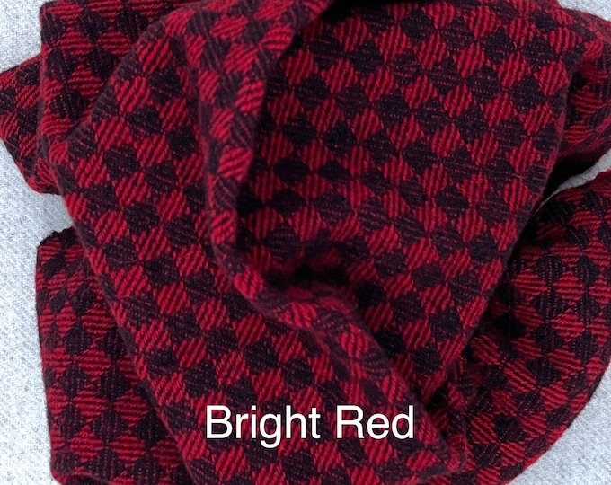 Bright Red Checkerboard, Hand Dyed Wool Fat Quarter, for Rug Hooking, Wool Appliqué, Crafts and Sewing