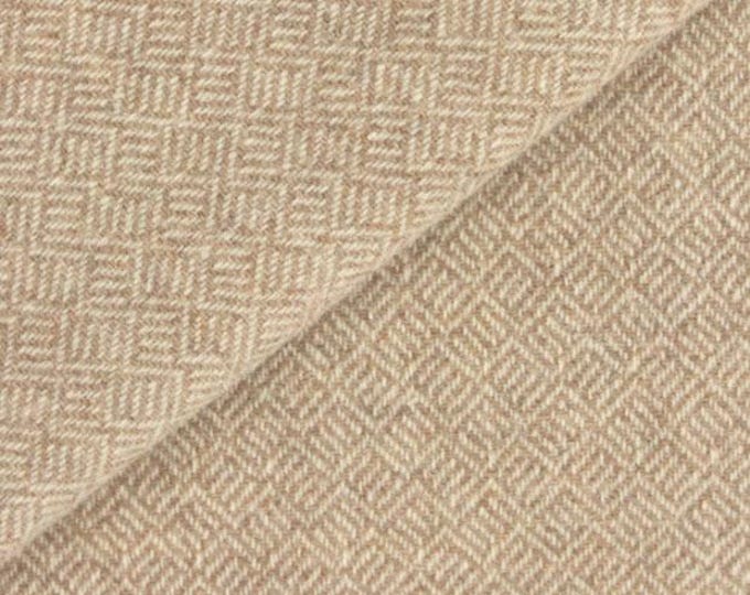 Tan and White Geometric, Felted Wool Fabric for Rug Hooking, Wool Appliqué, Sewing and Crafts