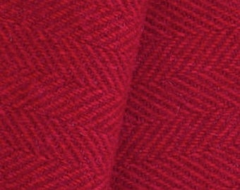 Red and Deep Red Herringbone, Fetled Wool Fabric for Rug Hooking, Wool Applique and Crafts