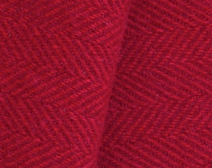 Red and Deep Red Herringbone, Fetled Wool Fabric for Rug Hooking, Wool Applique and Crafts