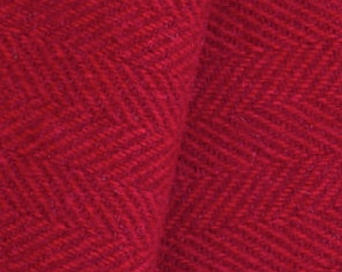 Red and Deep Red Herringbone, Fetled Wool Fabric for Rug Hooking, Wool Applique and Crafts