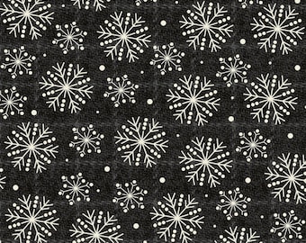 Cotton Flannel Black Snowflakes, 100% Cotton, MASF10895-J, for Sewing, Wool Appliqué and Craft Projects. Sold by the half-yard.