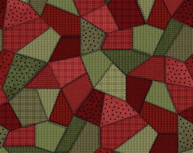COTTON Patchwork Quilt Red/Green Flannel, F11310-RG, 100% COTTON, Sold by the Half-Yard.