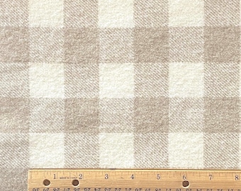 Beige & Natural Buffalo Plaid, Felted Wool Fabric for Rug Hooking, Wool Appliqué, Sewing and Crafts