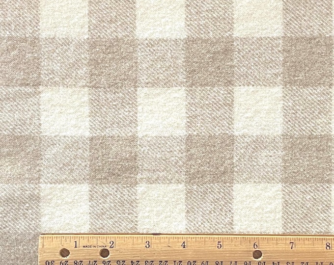 Beige & Natural Buffalo Plaid, Felted Wool Fabric for Rug Hooking, Wool Appliqué, Sewing and Crafts