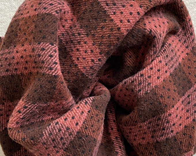 Brown and Rose Geometric, Felted Wool Fabric for Rug Hooking, Wool Applique and Crafts