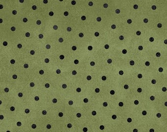 Woolies Green Polka Dots Flannel, 100% Cotton, MASF18506-G, for Sewing, Quilting, Wool Appliqué and Crafts. Sold by the half-yard