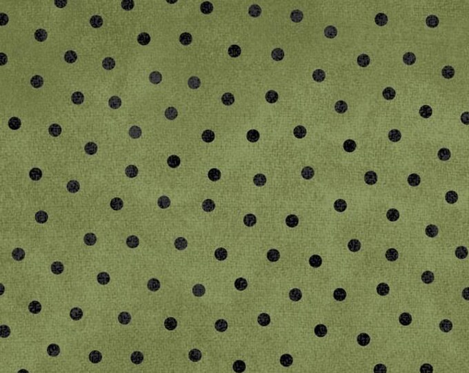 Woolies Green Polka Dots Flannel, 100% Cotton, MASF18506-G, for Sewing, Quilting, Wool Appliqué and Crafts. Sold by the half-yard