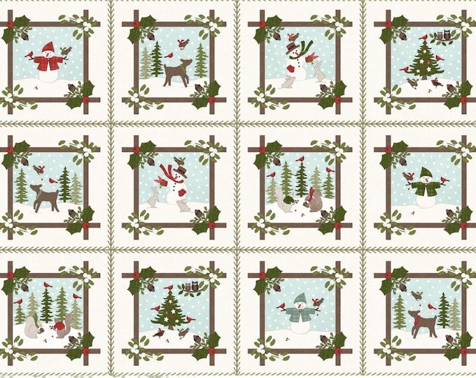 COTTON Snowtop Cream Flannel Frames, 100% Cotton, MASF11161-E, Sold by the PANEL.