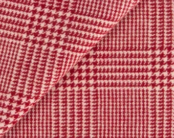 Red and White Glen Plaid, Felted Wool Fabric for Rug Hooking, Wool Appliqué, Sewing and Crafts