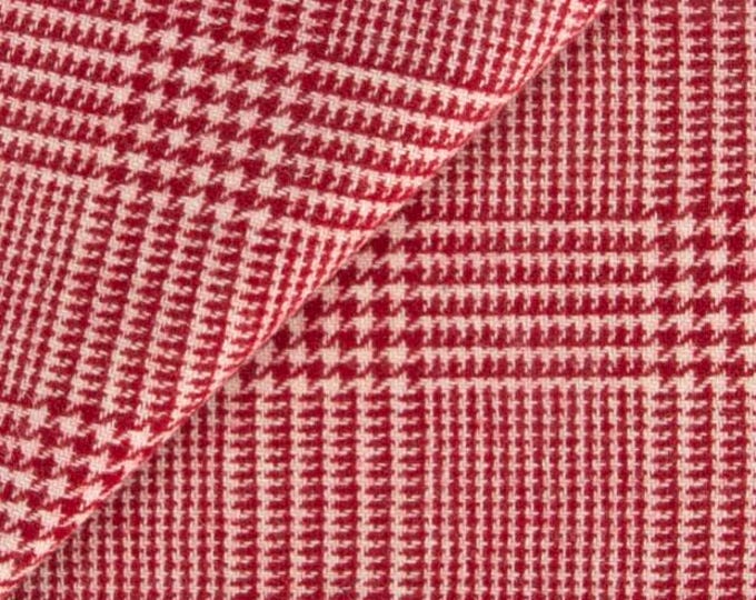 Red and White Glen Plaid, Felted Wool Fabric for Rug Hooking, Wool Appliqué, Sewing and Crafts