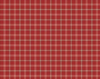 Yarn Dyed Cotton Fabric, Red Cream Back Porch Plaid, #3386Y-84, Sold in 1/2 yd Increments