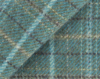 Teal Plaid with a Touch of Gold, Felted Wool Fabric for Rug Hooking, Wool Appliqué, Sewing and Crafts