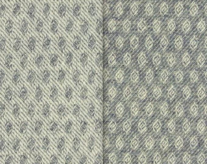 Gray and White Jacquard, Felted Wool Fabric for Rug Hooking, Wool Appliqué, Sewing and Crafts
